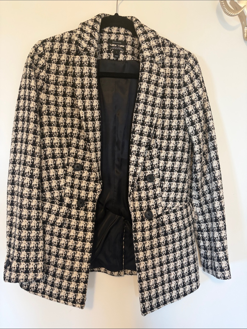 RW&CO. Black and White Tweed Houndstooth Blazer
